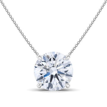 4 Prong Round Brilliant Diamond Pendant Necklace 