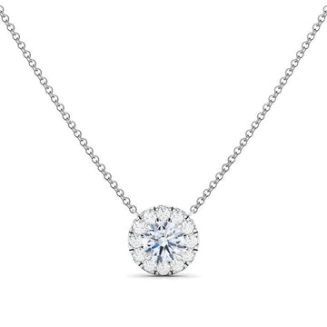 Round Brilliant Halo Diamond Pendant Necklace 