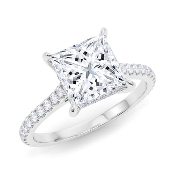 Princess Cut Pave Diamond Ring 