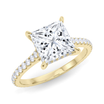Princess Cut Pave Diamond Ring 