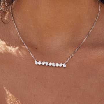 Mixed Shape Diamond Bar Necklace 