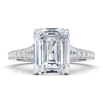 Emerald Cut Tapered Pave Diamond Ring 