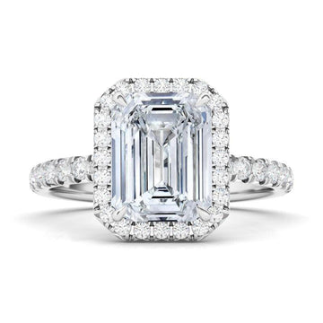 Emerald Cut Halo & Pave Diamond Ring 