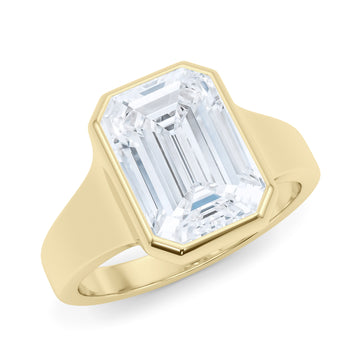 Emerald Cut Diamond Cigar Bezel Ring 