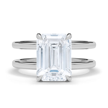 Emerald Cut Diamond Double Band Ring 