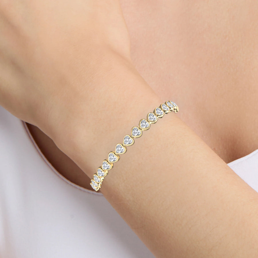 Bezel-Set Heart Diamond Bracelet