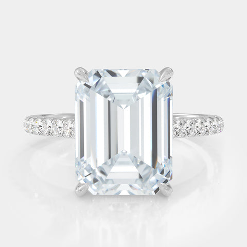 Emerald Cut Pave Diamond Ring