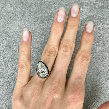 Two-Tone Tilted Pear Diamond Ring 