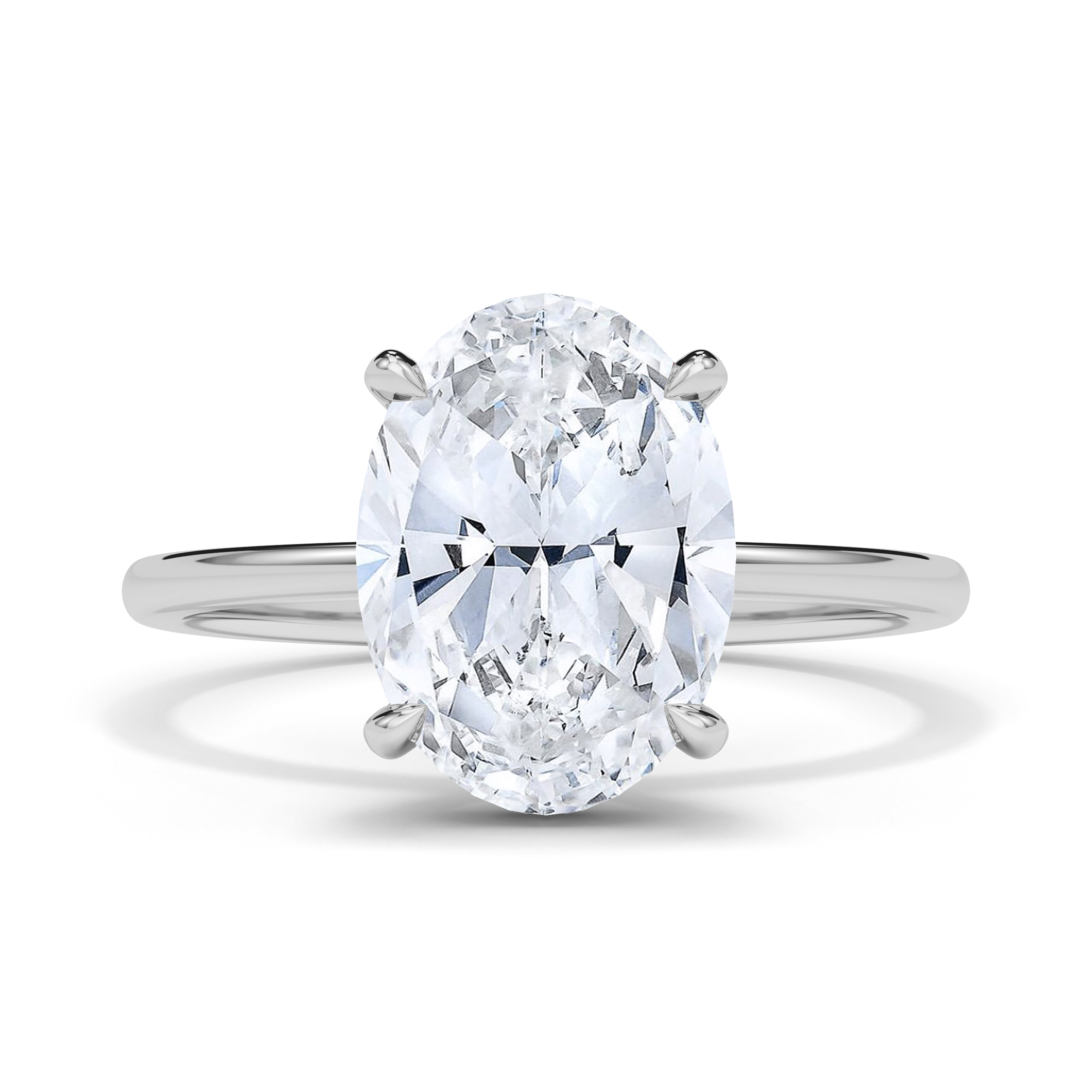 Oval Cut Hidden Halo Diamond Ring 