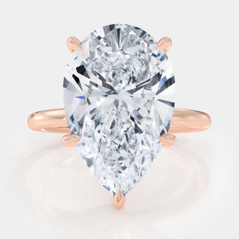 Pear Cut Hidden Halo Diamond Ring