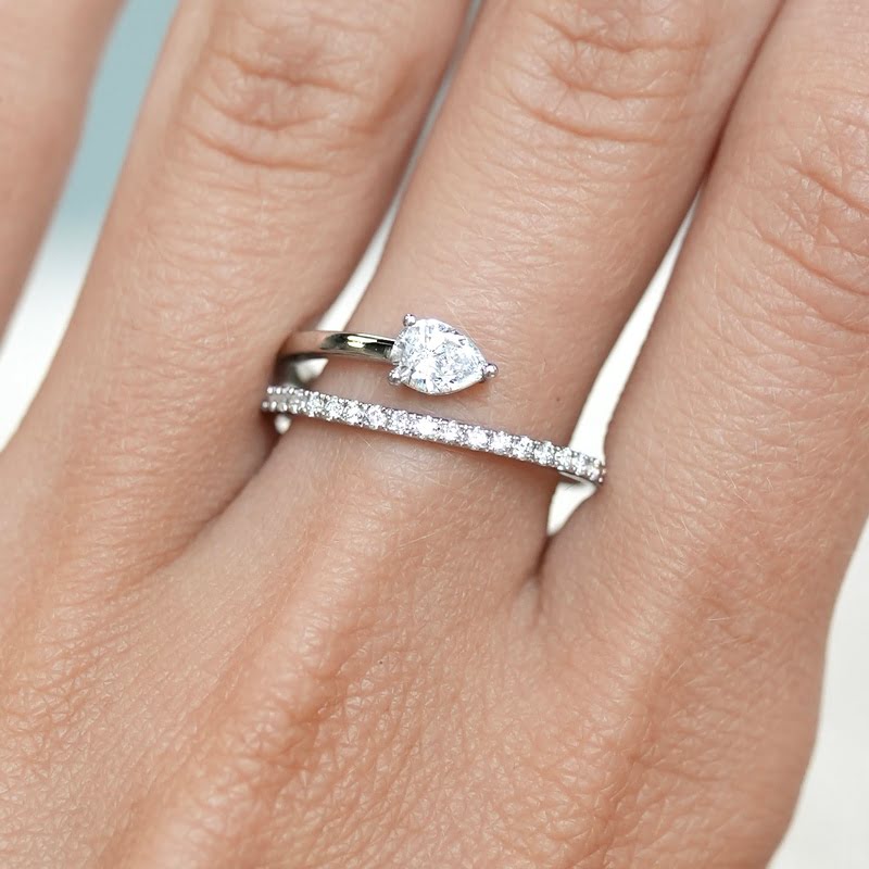 Single Pear and Pave Wrap Ring