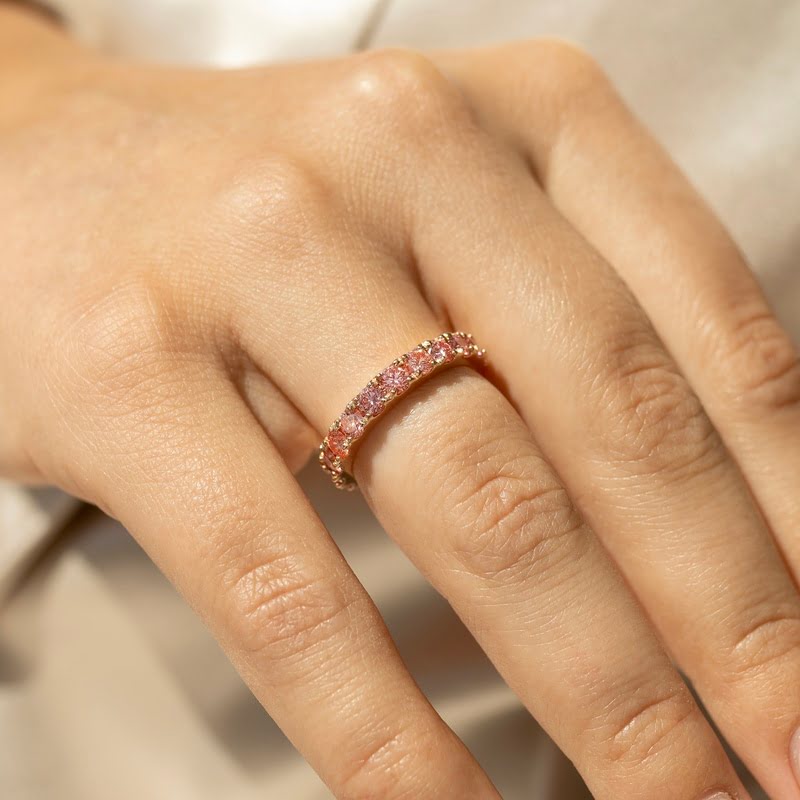 Pink diamond wedding band Clearance