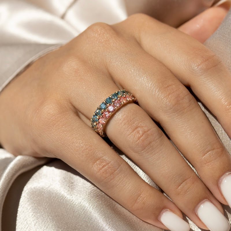 Pink diamond anniversary on sale ring