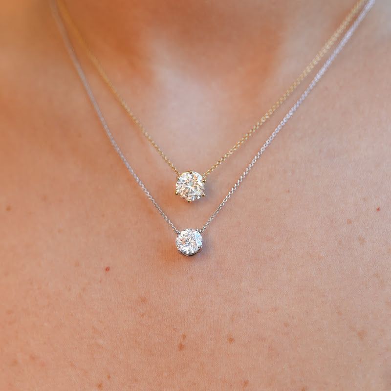 4 Prong Round Brilliant Diamond Pendant Necklace