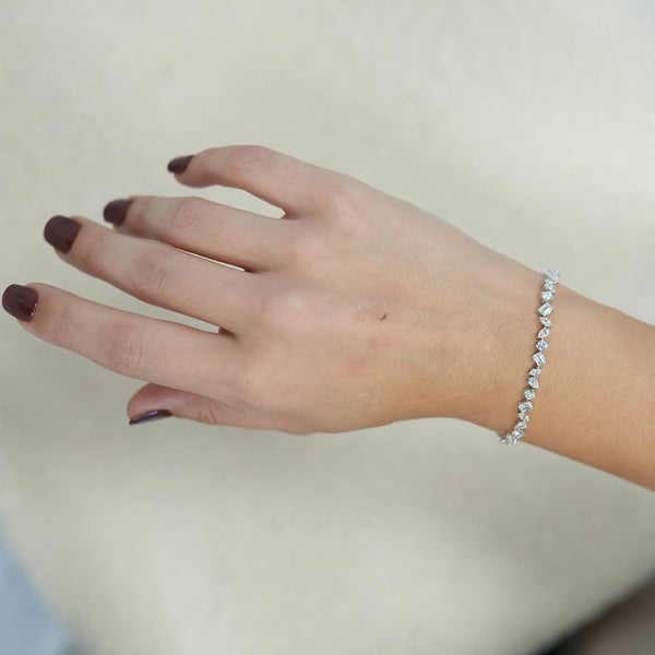 Half and Half Diamond Tennis Paperclip Bracelet – Alev Jewelry