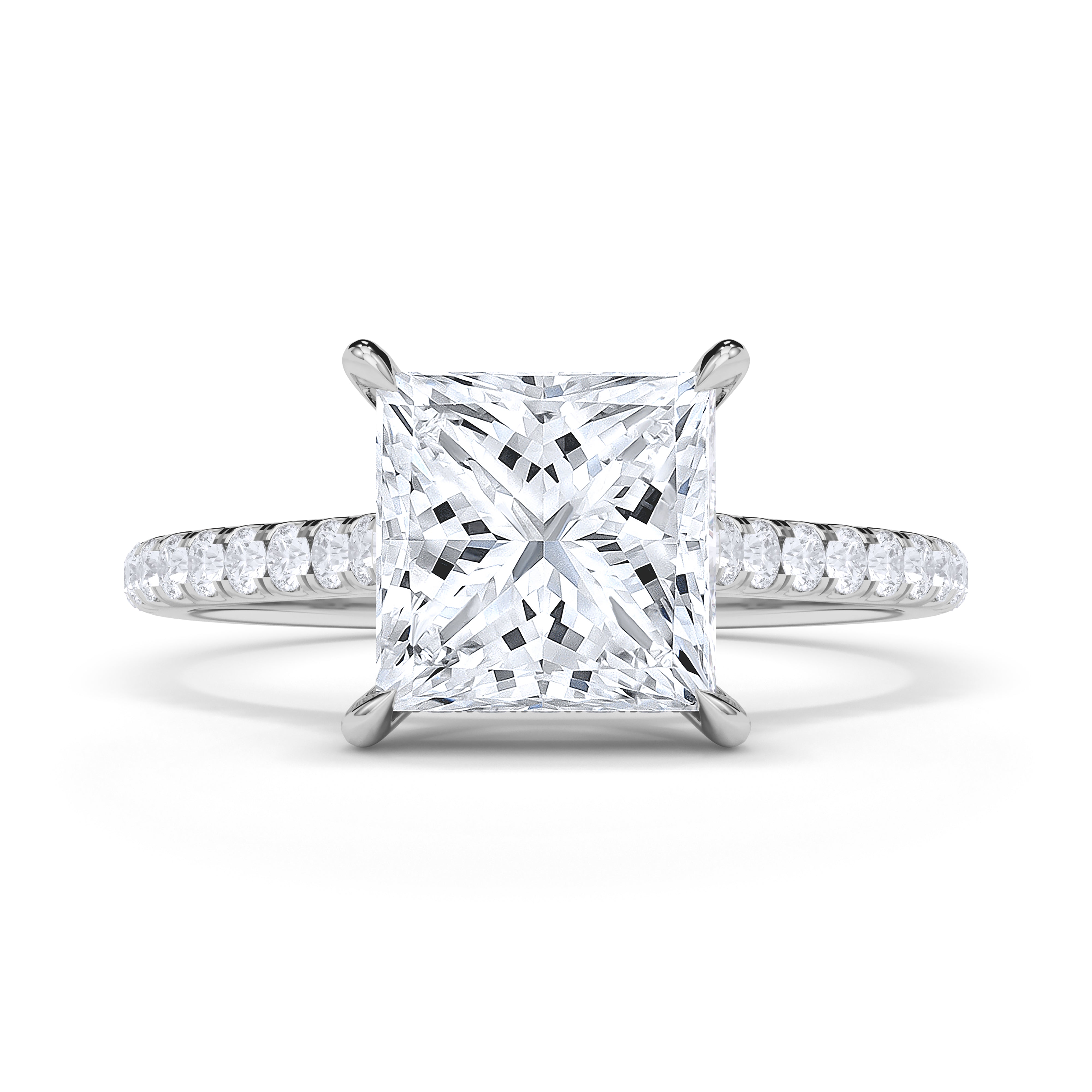 Princess Cut Pave Diamond Ring 