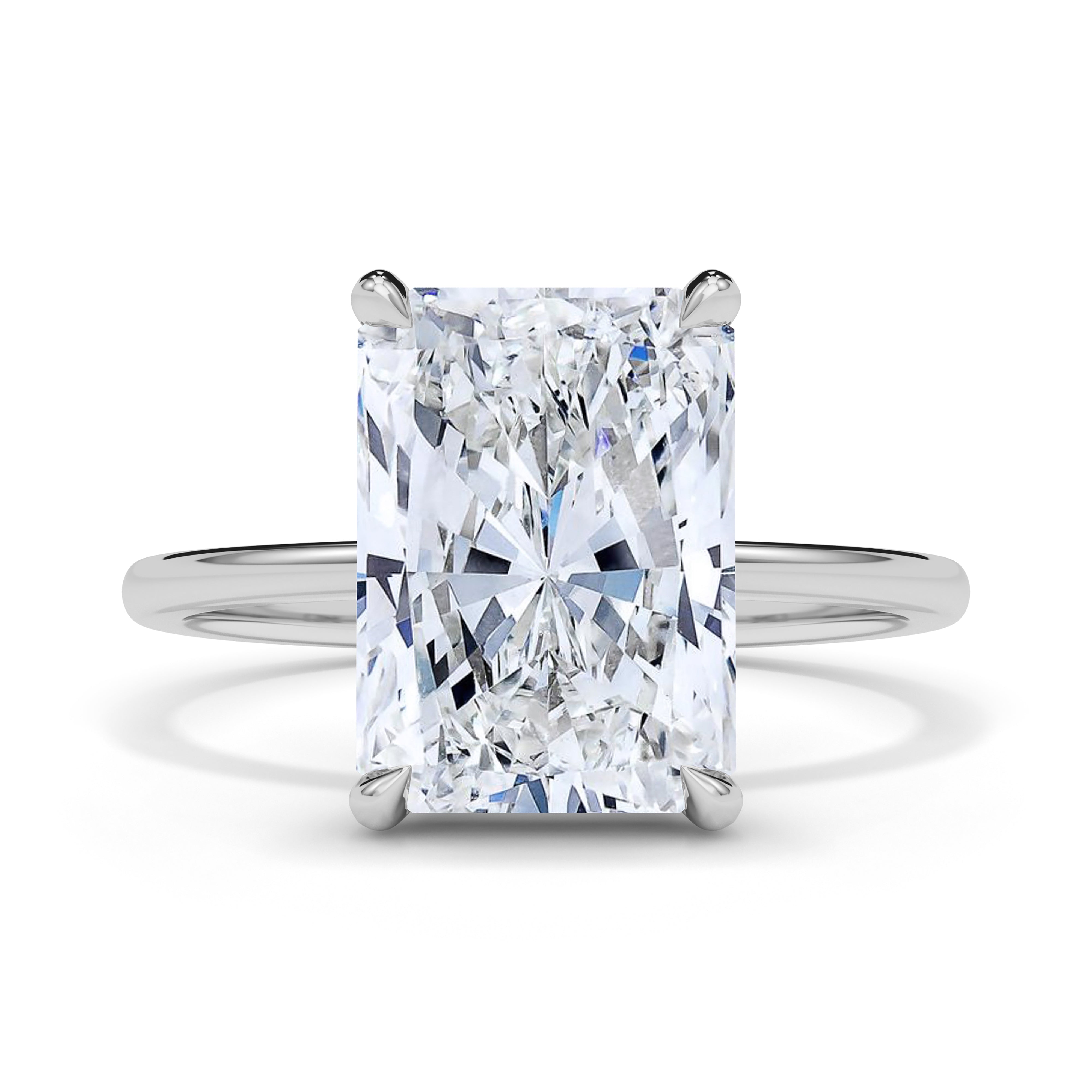 Radiant Cut Hidden Halo Diamond Ring 