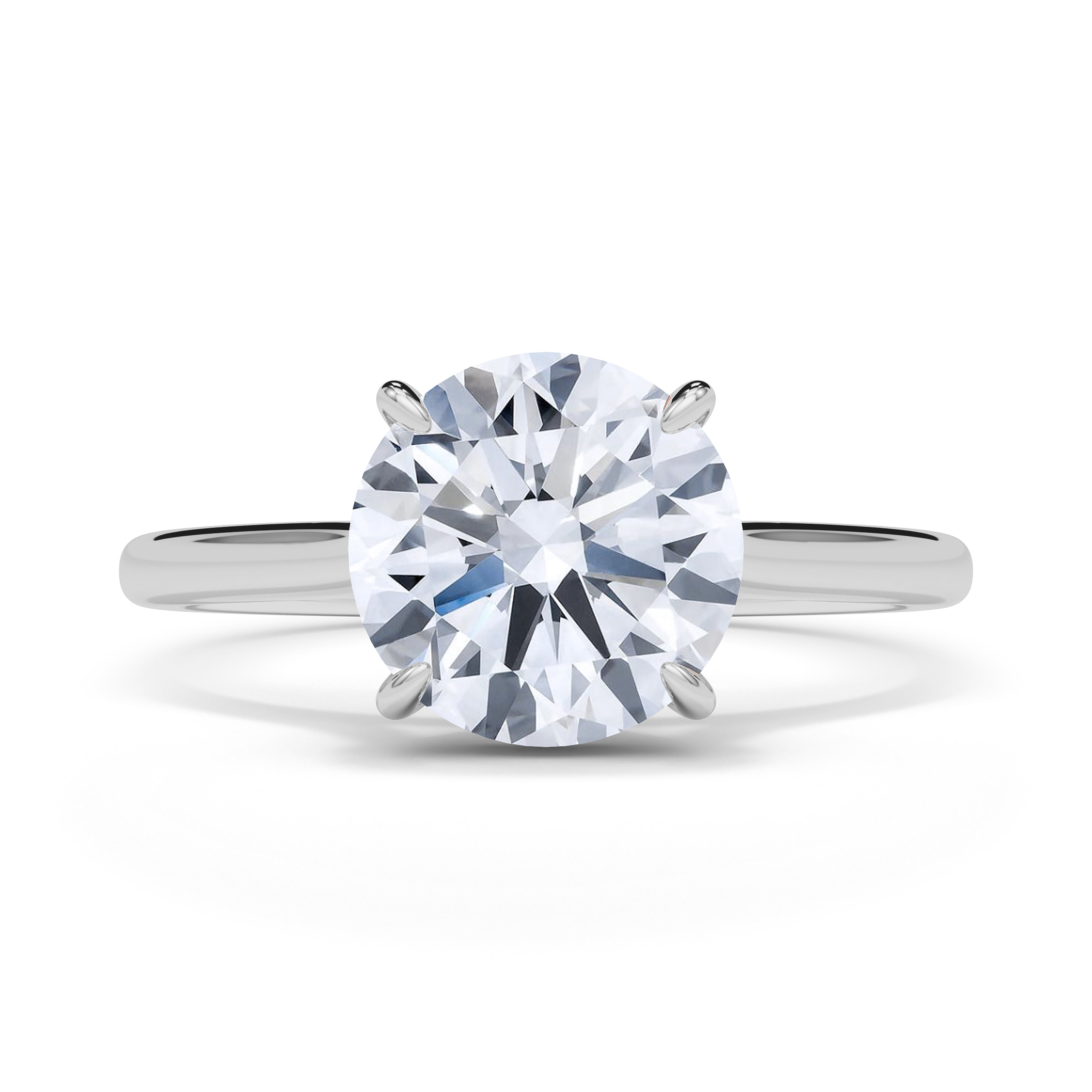 Round Cut Hidden Halo Diamond Ring 