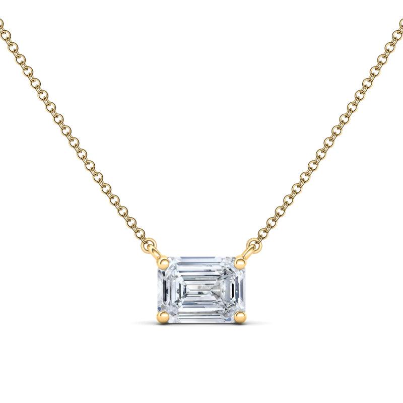 1.00 Carat Emerald Diamond & Halo Pendant Necklace - Raven Fine Jewelers