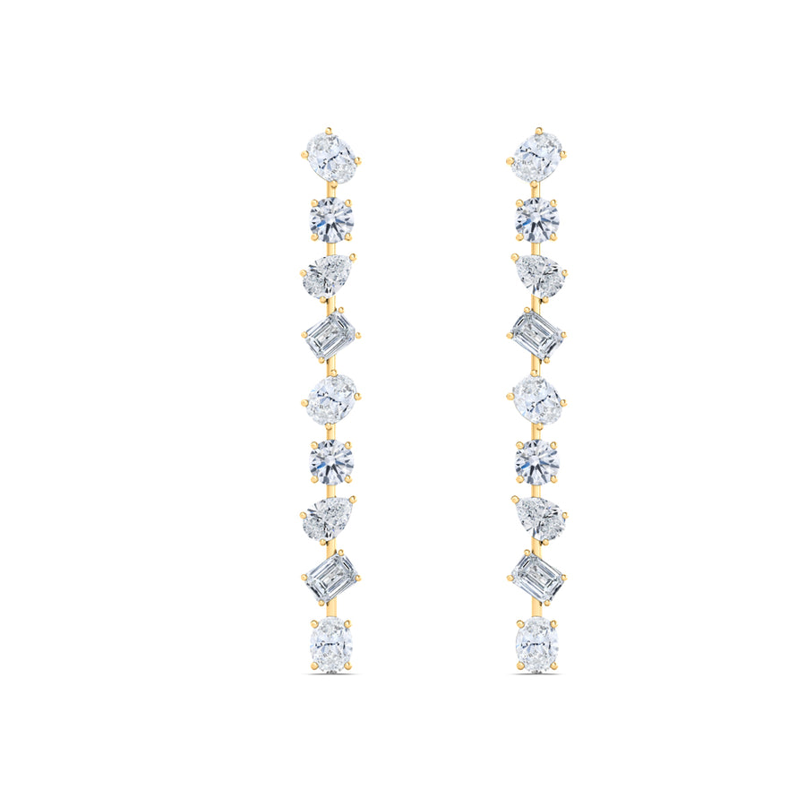 Mixed Shape Diamond Drop Earrings