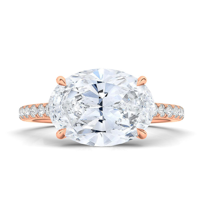 Horizontal set clearance oval diamond ring