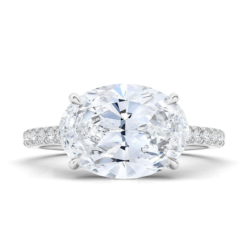 Classic Oval Cut Simulated Diamond Engagement Ring In Sterling Silver