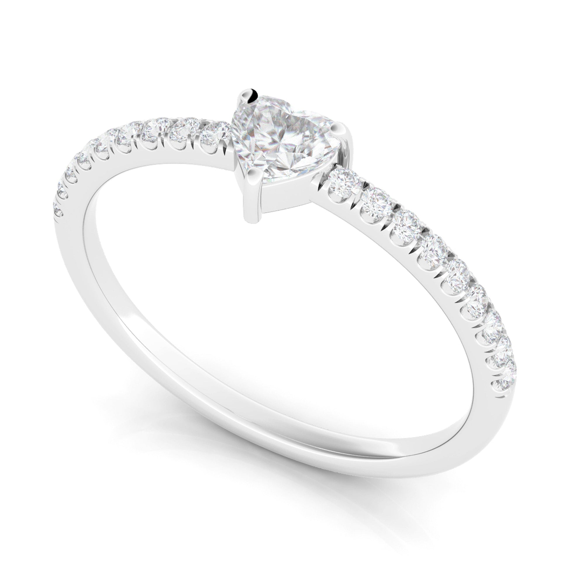Heart & Pave Diamond Ring - HauteCarat