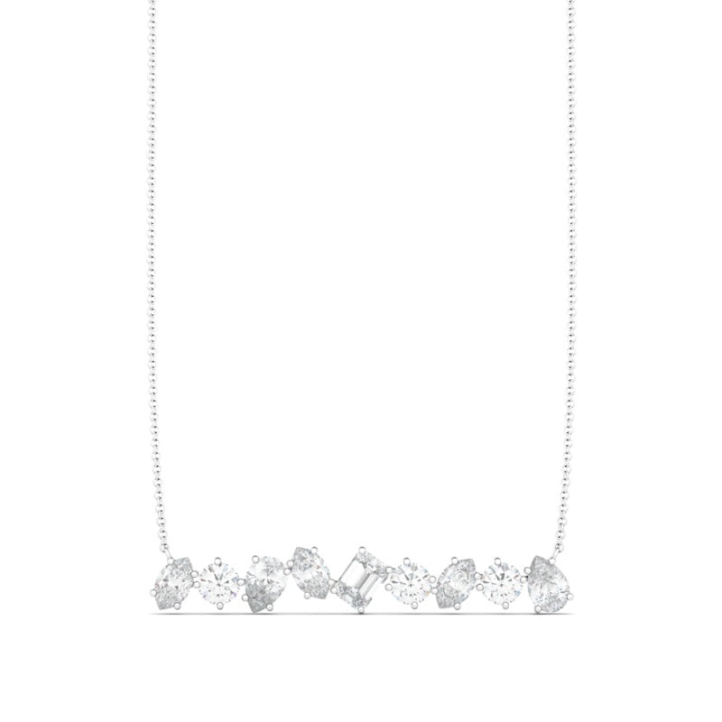 Mixed Shape Diamond Bar Necklace