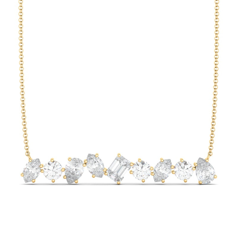 Mixed Shape Diamond Bar Necklace 