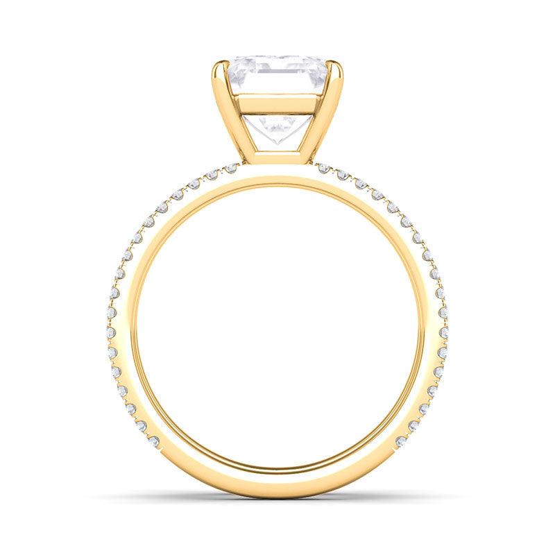 Emerald Cut Double Pave Diamond Ring - HauteCarat