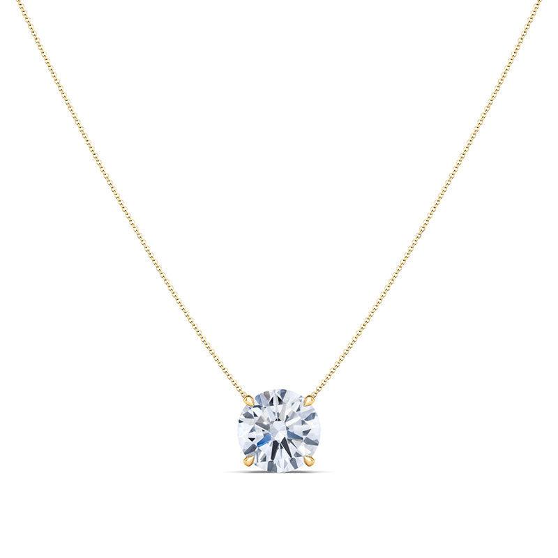 4 Prong Round Brilliant Diamond Pendant Necklace - HauteCarat