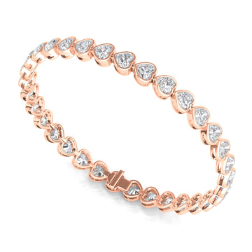 Bezel-Set Heart Diamond Bracelet 