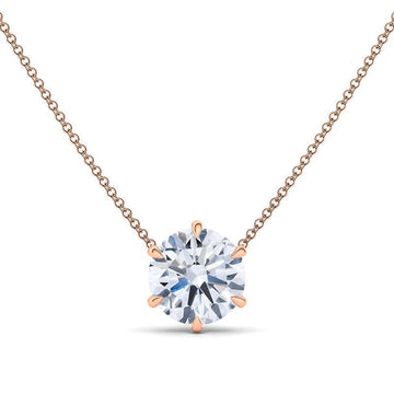 6 Prong Round Brilliant Diamond Pendant Necklace - HauteCarat