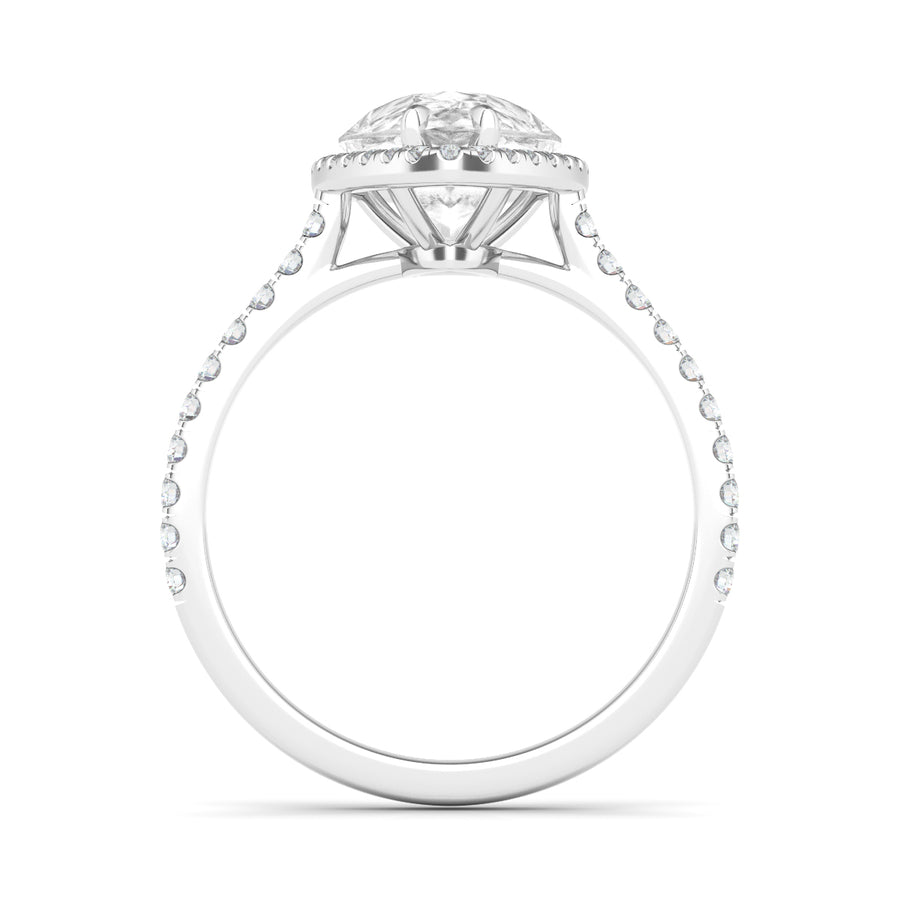 Pear Cut Halo & Pave Diamond Ring