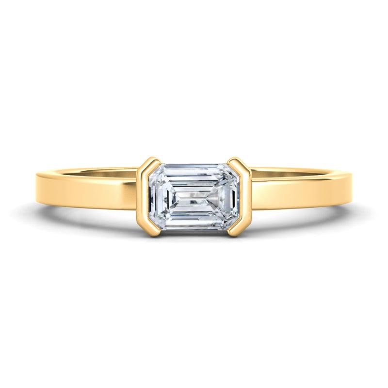 Emerald Half-Bezel Diamond Ring - HauteCarat
