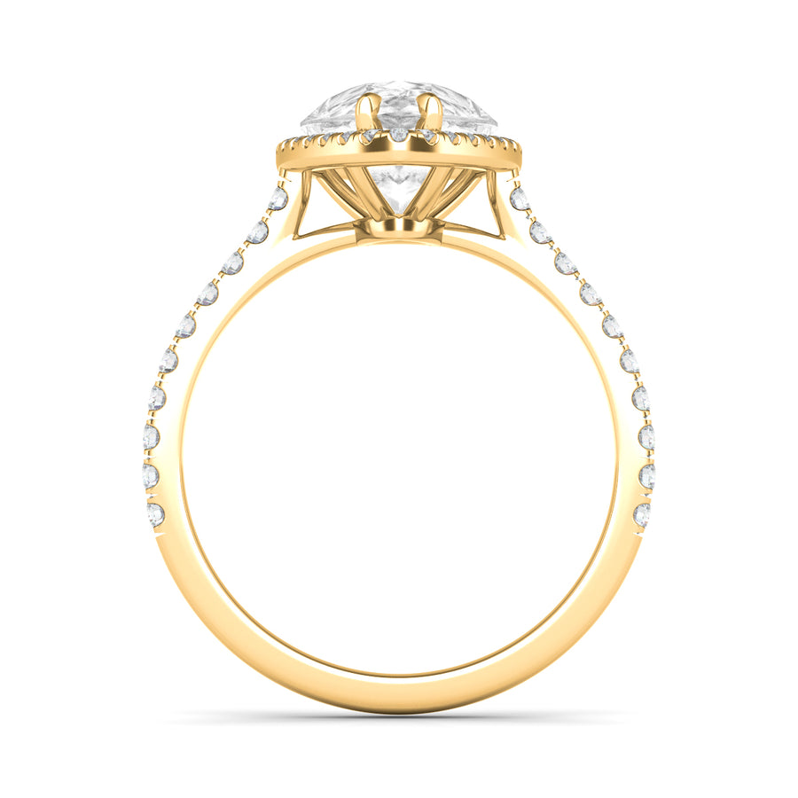 Pear Cut Halo & Pave Diamond Ring