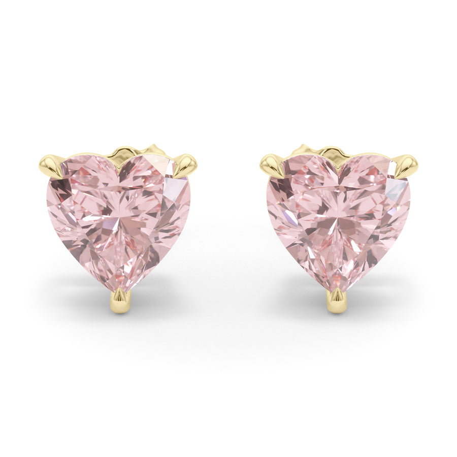 Pink Diamond Heart Shape Studs