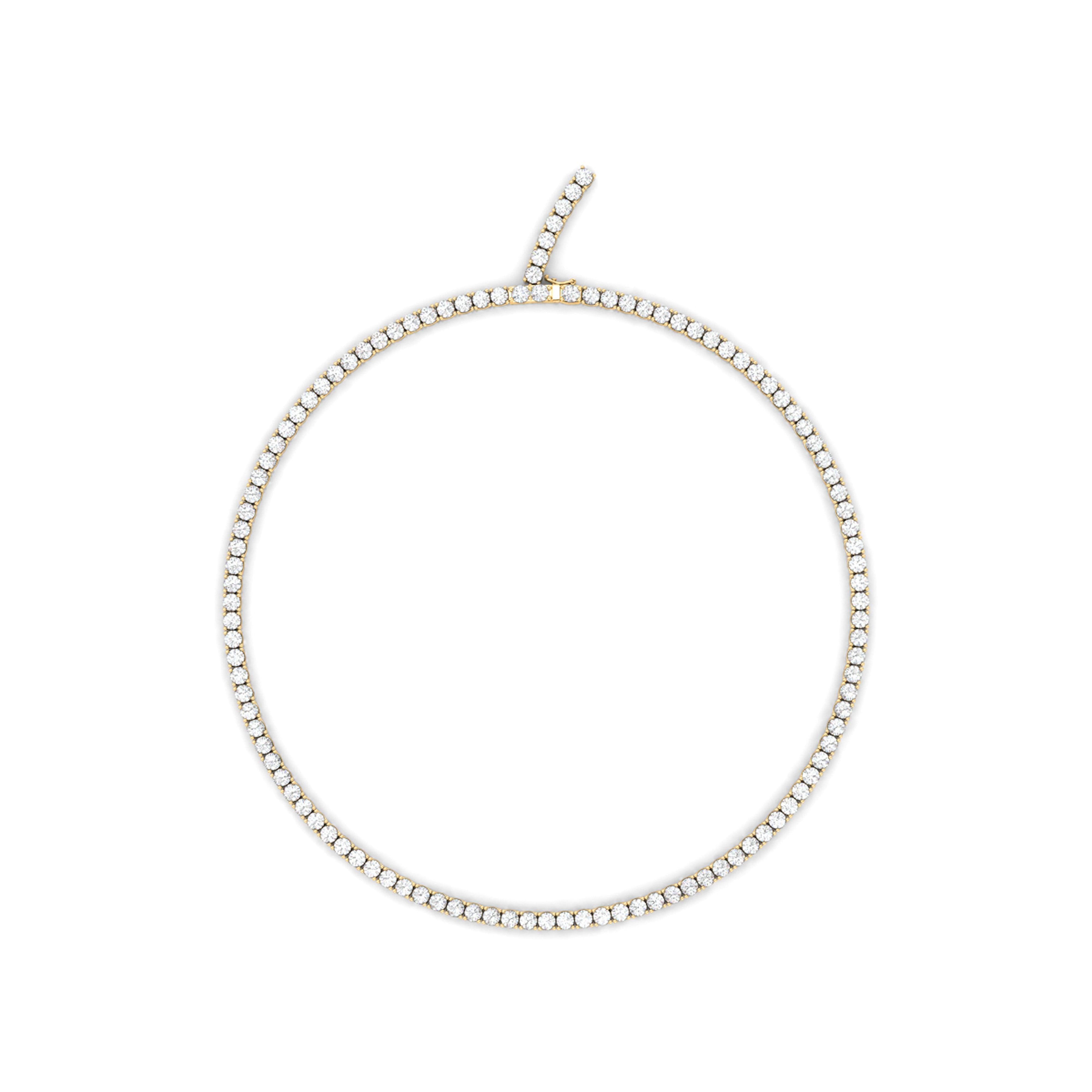 33 CT TGW Created White Sapphire Tennis Necklace with Extender in Sterling  Silver - 13S9DA