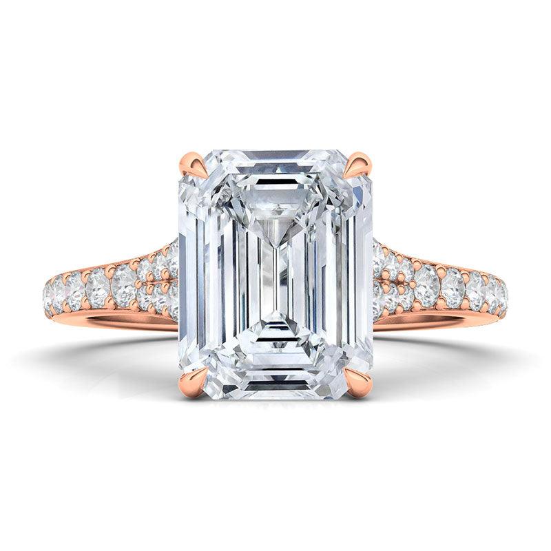 Emerald Cut Tapered Pave Diamond Ring