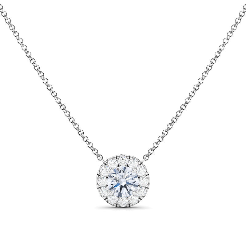 Round Brilliant Halo Diamond Pendant Necklace