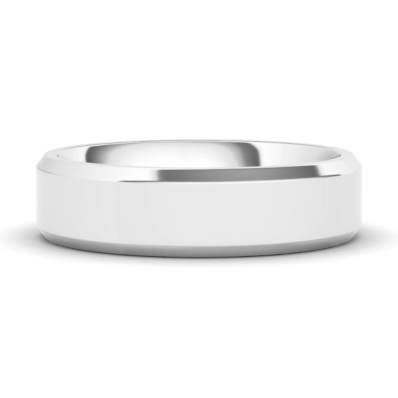 6mm High Polished Two Tone & Beveled Wedding Ring - HauteCarat