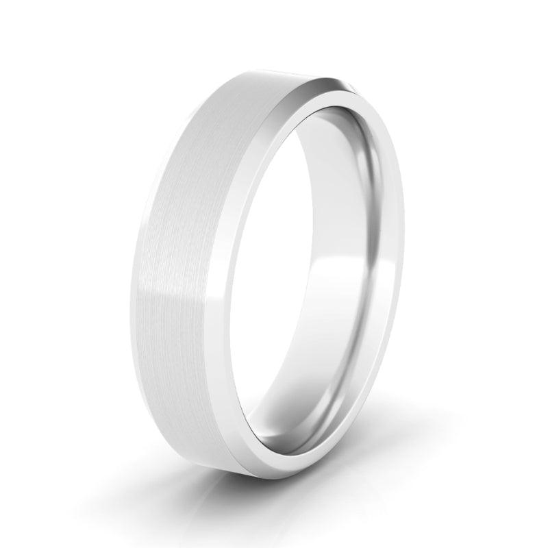 6mm Satin Two Tone & Beveled Wedding Ring - HauteCarat