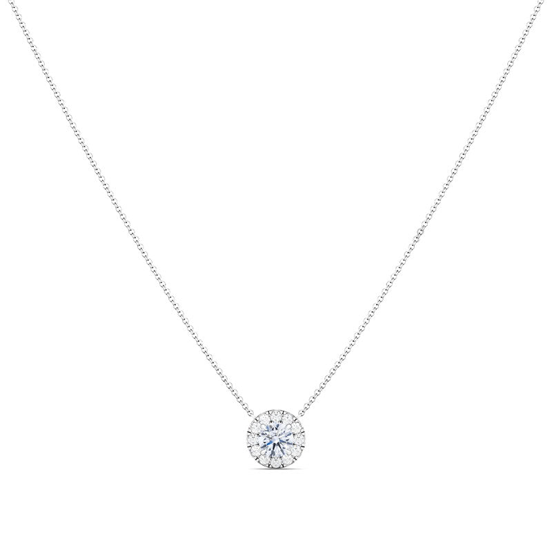 Round Brilliant Halo Diamond Pendant Necklace