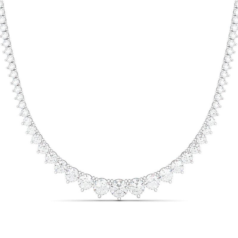 14K White Gold Elegant 13.63 Ct. Graduated Diamond Tennis Necklace |  Sarraf.com