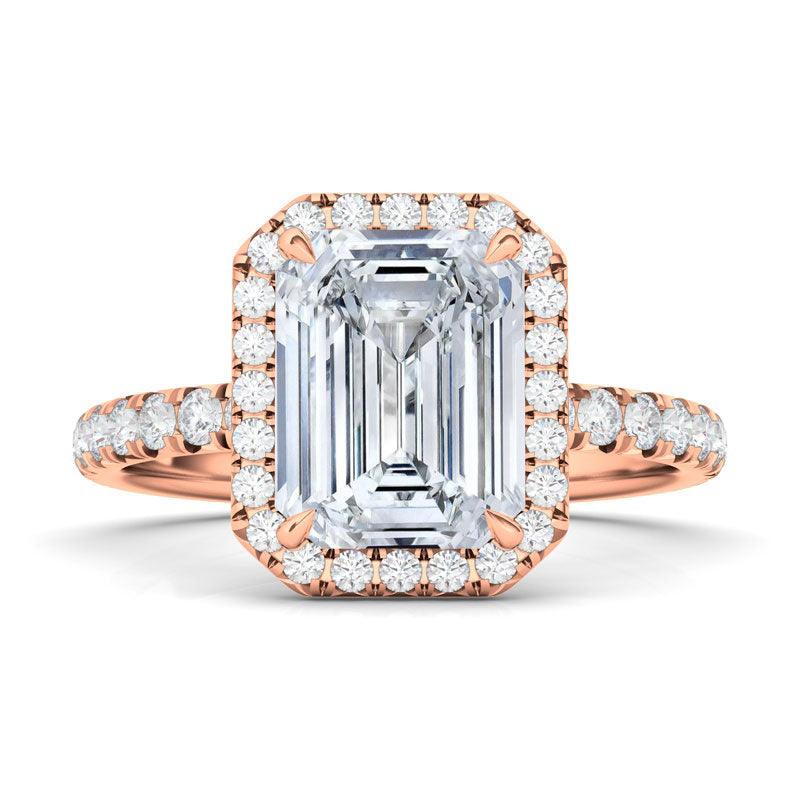 Emerald Cut Halo & Pave Diamond Ring
