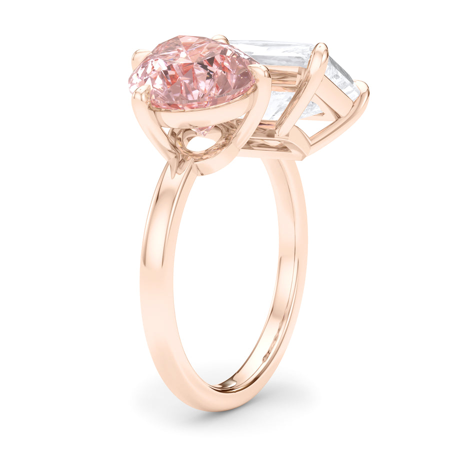 Toi Et Moi Pear and Radiant Pink and White Diamond Ring