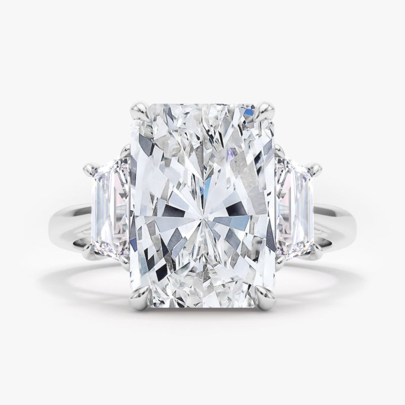 3 Stone Trapezoid Diamond Engagement Band Ring | deBebians