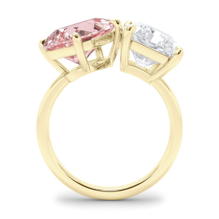 Toi Et Moi Pear and Radiant Pink and White Diamond Ring