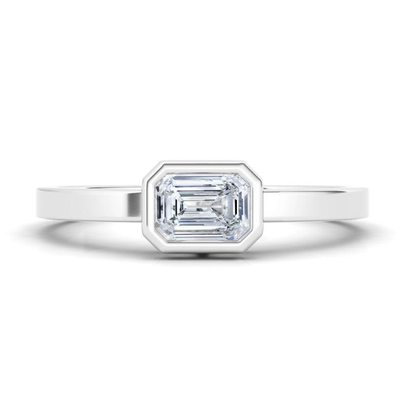 Emerald Bezel Diamond Ring - HauteCarat