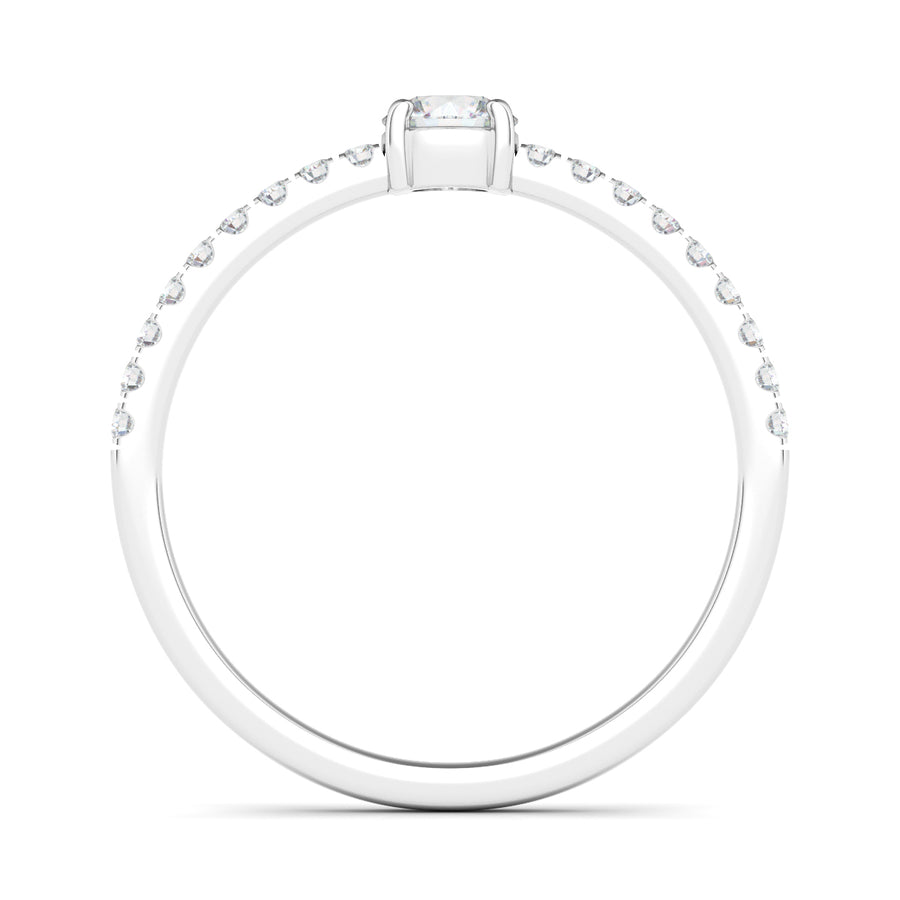 Round & Pave Diamond Ring